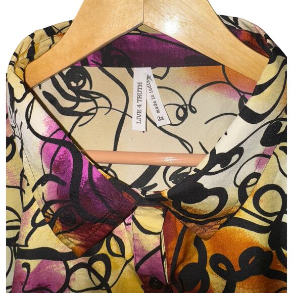 Live 4 Truth Artsy Swimsuit Cover Up Women's 2X Button Up Ties Art to Wear - Picture 2 of 8